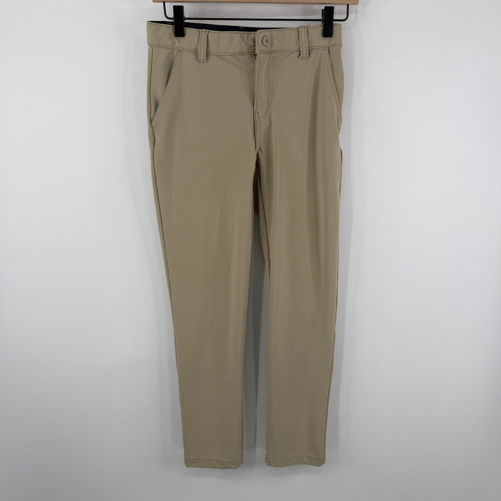 French Toast Uniform Pants Girls Sz 12 Khaki Tan Tapered Performance Flat Front